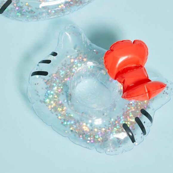 Hello Kitty Glitter Design & Red Bow Pool Float Drink Holder Set - TWO pack - Picture 2 of 5
